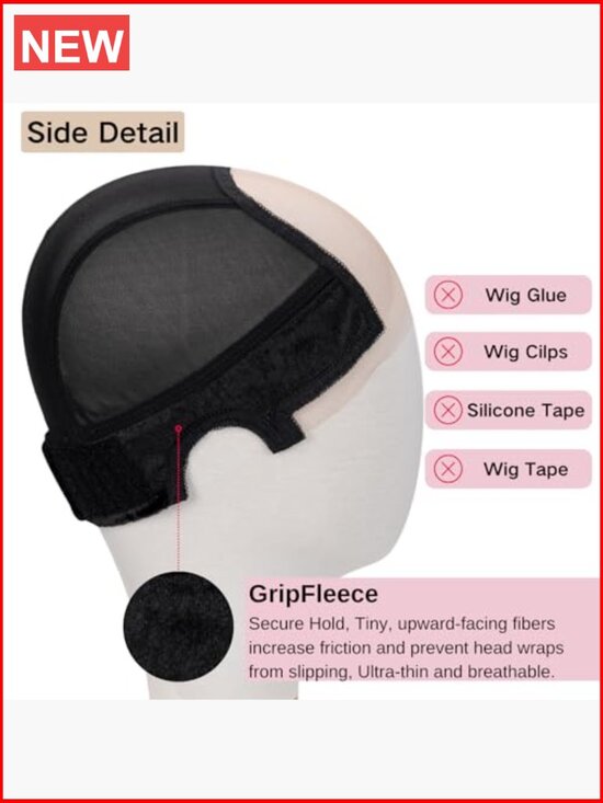 Lace Wig Grip Cap 4x5 Transparent Swiss Lace Front Non-slip Velcro Headband main image 5